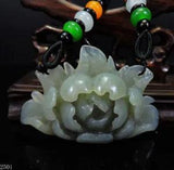 NEW LISTING100% Natural Hand-carved Jade Pendant Jadeite Necklace peony flower 250i