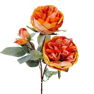 Austin Orange Rose Spray for Fall Wedding Roses Bridal Bouquet for Brides Floral Craft Supplies For Arrangements Craft Supplies Silk Flowers