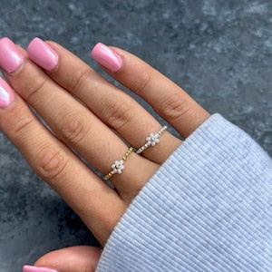 Dainty Flower Ring, beaded flower, gifts for her, handmade beaded jewelry, custom gifts for woman, boho style