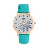 Toff London TLWS-76803 Ladies Blue Water Lilies Flower Watch
