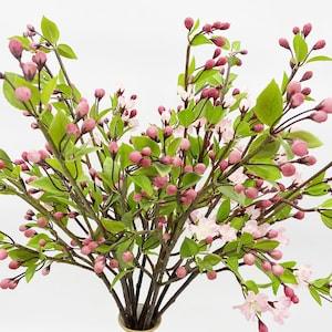 Fake Crabapple Blossom Long Branch with Buds, Spring Rustic Malus Ioensi Bloom, Artificial Cherry Flower, Home Floral Decor, for Wedding