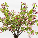 Fake Crabapple Blossom Long Branch with Buds, Spring Rustic Malus Ioensi Bloom, Artificial Cherry Flower, Home Floral Decor, for Wedding