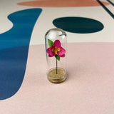 Pink Orchid - Mini Paper Flower in a Tiny Glass Dome - Orchid