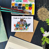Plantable greeting cards, friends are the family we choose, flower seed paper, eco-friendly, hand-made, zero-waste