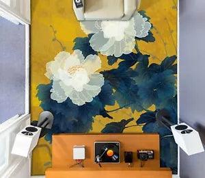 3D White Peony Flower 12755NA Floor WallPaper Murals Wall Print Decal Fay