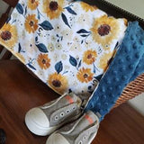 Sunflower Personalized Floral Blanket - Sunflower Minky Blanket - Baby Girl Shower Gift - Watercolor Floral Baby Girl Blanket - Indy bloom