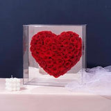 Preserved Flower Eternal Rose Heart Gift Box - Red Roses Flower Bouquet - Wedding Anniversary Gift for Her