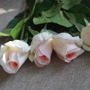 17" Light Blush Real Touch Rose Buds, Faux Flowers, DIY Florals | Wedding/Home Decoration | Gifts, DIY Bouquets/Centerpieces