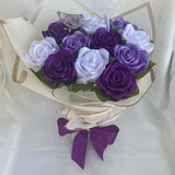 Purple Eternal Rose Bouquet, Handmade Fake Flowers Bouquet, Ever Lasting Flower Arrangement, Large Rose Bouquet, Ramo Buchon, Holiday Gifts