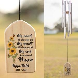 Personalized Sunflower Wind Chimes | Memorial Tribute | In Loving Memory Of | Wind Chime | In Memory Of | Remembrance Wind Chime
