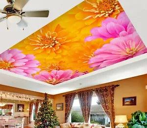 3D Peony Flower A6075 Ceiling WallPaper Murals Wall Print Decal Deco AJ WALL Fay