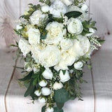 Cascade Wedding bouquet, Bridal bouquet, White & Ivory silk wedding flowers, Cascade Bridal flowers, Peony bouquet, Silk Bridal bouquet