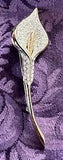 Silver Tone Calla Lily Pin Brooch 4???T Flower Clear Rhinestones