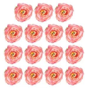 15Pcs Artificial Flower Head Fake Flowers Heads Bulk Silk Peony Heads Rose Red