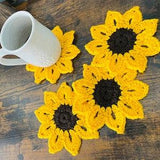 Sunflower Crochet Coaster - set of 4 - Sunflower - Farmhouse - Coasters - Coffee Coaster Set - Farmhouse Coaster - Crochet - Homemade
