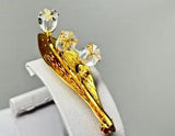 Beautiful Goldtone SWAROVSKI Swan Clear Crystal Lily of The Valley Brooch Pin