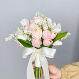 Pink Tulip Wedding Bouquet, Boho Flower Bouquet, Blush Pink Bridal Bouquet, Made with Roses, Tulips, Ranunculus and Astilbe