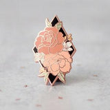 SECONDS SALE Wildflowers Enamel Pin, Bouquet Pin, Plant Lady Pin, Geometric Pin, Rose and Peony Pin, Friend Gift, Girlfriend Gift Under 15