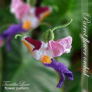 Crochet Orchid Pattern Parrot crochet flower. How to make Flower Tutorial. Crochet pattern for bouquets, arrangements, amigurumi