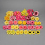 39Pcs Faux Mix Flower Combo Set / Yellow Artificial Silk Flower Head For DIY Crafts Hanging Floral Number Flower Bouquets Decor Fake Flower