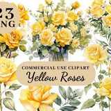 Watercolor Floral Clipart, Wedding Clipart, Yellow and Blush Flowers, Commercial Use, Roses Clipart, Flowers Clipar, Flowers, Floral Bouquet