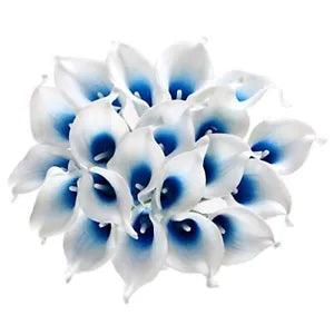 Calla Lily Bridal Wedding Artificial Fake Flowers Party Decor White Blue 20pcs