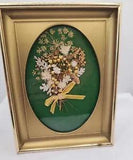 Vintage Pressed Dried Flowers in Picture Frame Free Standing 8 x 6