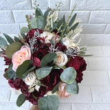 Boho Wedding Bouquet Burgundy Blush Eucalyptus Wedding Maroon Bouquet Deep Red Flowers Blush Cream Navy Flowers Wedding Style Dusty Rose