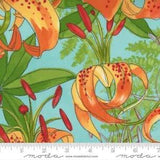 Moda Carolina Lilies Aqua 100% Quilt Cotton Floral Fabric 48700-19