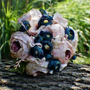 Peony Bridal Bouquet, Silk Wedding Flowers, Blush Wedding Flowers, Ranunculuse Bouquet Rustic Wedding Shabby Chic Wedding, Bride Bridesmade