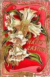 Vintage Postcard Golden Cross Wrapped with Easter Lilies...A Happy Easter   Z502