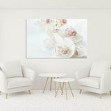 White Orchid Flowers Wall Art Glass Set Calming Floral Nursery Decor Soft Aesthetic Bedroom Decoration New Home Gift