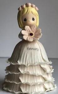 Precious Moments MONTHLY FLOWER GIRL February Carnation Mini Bell 788597