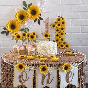 Sunflower 1st Birthday Decor, 1st Daisy High Chair Banner, ONE Banner, Daisy ONE Banner, Baby Girl Banner, Floral Banner, ONE Cake topper