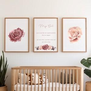 Rosey Motivational Word  | Printable Wall Art | Girly Room Decor | Purple Rose Bouquet