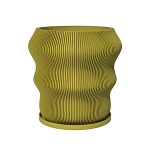 Planter Pot With Drainage, Pear Green Ola Design for Small and Large Plants [Water Plate Included] Outdoor and Indoor use Plant Pot