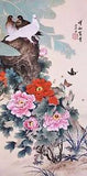#005 ORIGINAL ASIAN ART CHINESE WATERCOLOR PAINTING-Birds lover&Peony flowers