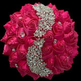 Made to order Fuchsia l Satin Roses l Brooch Bouquet l Bridal l Bridesmaids l Wedding Flowers l Boutonni¡§¡§re l Corsages