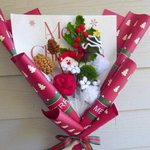 Crochet Flowers Bouquet Handmade, Finished Product Rose for Anniversary,Birthday, girlfriend mother forever christmas santa xmas love gift