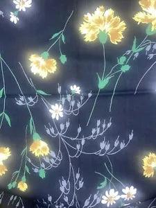 Yellow Carnations White Daisy Flower on Black cotton Fabric 2.8 Yards x 38??? (W)