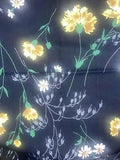Yellow Carnations White Daisy Flower on Black cotton Fabric 2.8 Yards x 38??? (W)