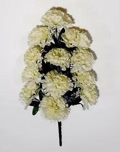 12- Cream 3.5" Carnation 19" Bush Silk Flower In/Outdoor General Decor #2193 US