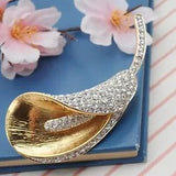 Vtg Nolan Miller Mark Zunino Pave Crystal Calla Lily Gold Tone Pin Brooch