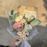 Finished Crochet Rose Bouquet,Crochet Flowers For Home Deco,Handmade Knitted Flower Bouquet,Valentine's Day,Birthday Gift