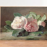 Blush Pink Peonies Painting, Peony Flowers, Peonies Wall Art, Moody Flower Print, Peonies Painting, Modern Farmhouse, Antique Print