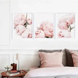 Set of 3 Peony Flower Botanical Abstract Modern Wall Art, Home Decor