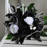Black white wedding bouquet, Gothic wedding bouquet,  Halloween wedding