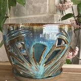 Orchid Pot With Holes,Turquise Ceramic Orchid Planter with a suitable saucer pottery