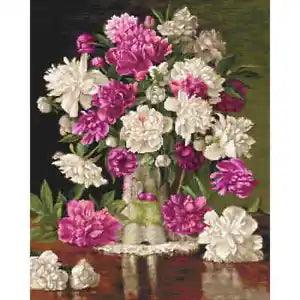 Luca-S counted cross stitch kit "Red and white Peonies", 34x42cm, DIY