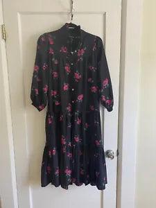 Horses Atelier Silk Dream Dress Carnation Print Size 0 NWT